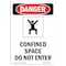 Signmission OSHA Danger Sign, Confined Space Do Not Enter, 10in X 7in Rigid Plastic, 7" W, 10" H, Portrait OS-DS-P-710-V-1082 - alternate 1